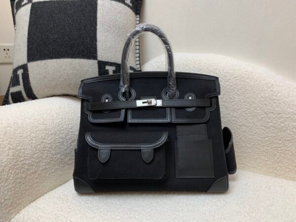 i1776406542142_6211_0_0 Top Handmade Birkin Cargo 35CM 89 Nior Canvas Swift Leather Silver Hardware