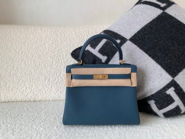 Global shipping Kelly 25cm S4 Deep Blue Swift Leather Full Handmade GHW