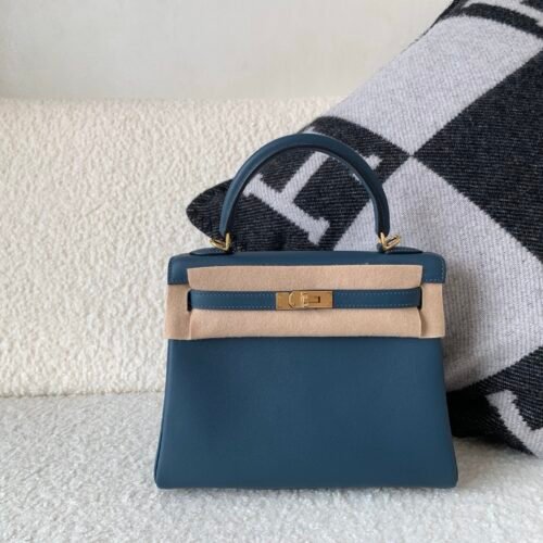 Global shipping Kelly 25cm S4 Deep Blue Swift Leather Full Handmade GHW
