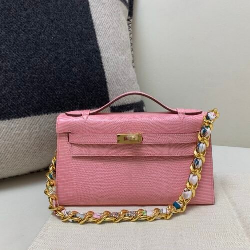 wsxc1742407280951_0 Kelly Pochette 22CM 3Q Rose Saiura Lizard Skin Gold Hardware Worldwide delivery