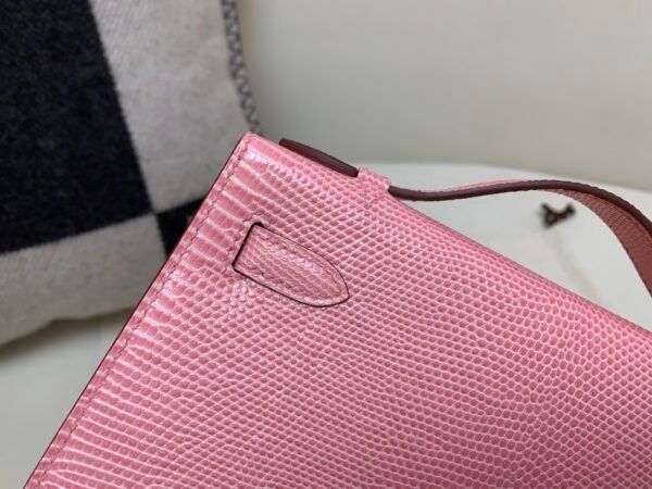 Kelly Pochette 22CM 3Q Rose Saiura Lizard Skin Gold Hardware Worldwide delivery