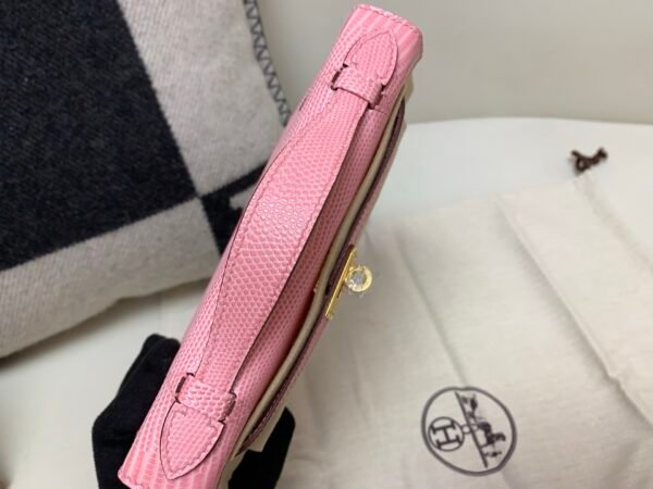 Kelly Pochette 22CM 3Q Rose Saiura Lizard Skin Gold Hardware Worldwide delivery