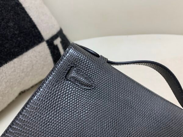 Global Sales Kelly Pochette 22CM 88 Graphite Lizard Leather Gold Hardware