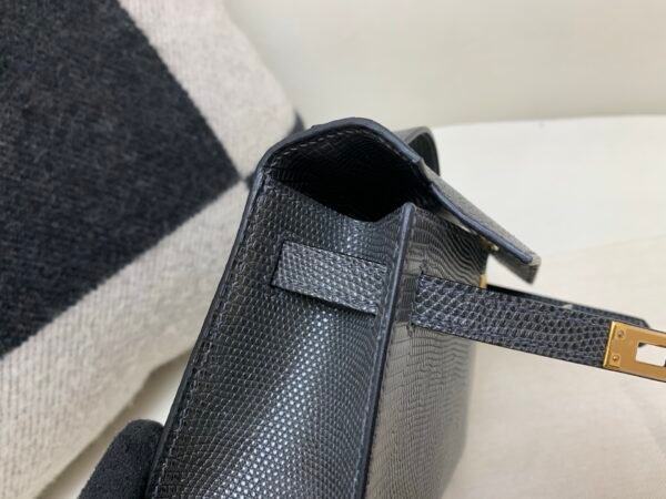Global Sales Kelly Pochette 22CM 88 Graphite Lizard Leather Gold Hardware