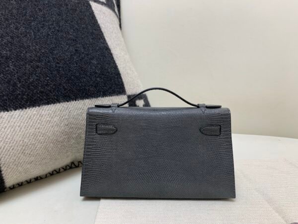 Global Sales Kelly Pochette 22CM 88 Graphite Lizard Leather Gold Hardware
