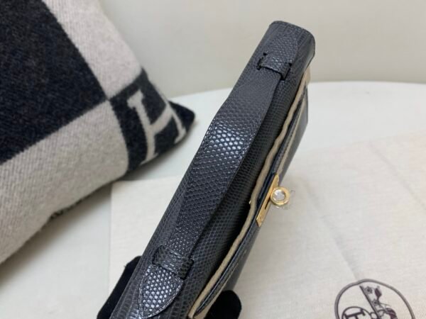 Global Sales Kelly Pochette 22CM 88 Graphite Lizard Leather Gold Hardware