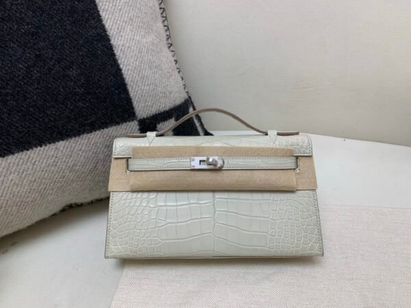 Kelly Pochette 22CM 8L Beton New Arrival Matte Alligator Leather SHW