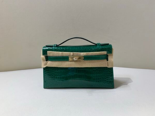 wsxc1743531883140_0 Kelly Pochette 22CM 6Q Vert Emeraude Alligator Skin GHW Full Handmade