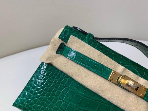 wsxc1743531883140_2 Kelly Pochette 22CM 6Q Vert Emeraude Alligator Skin GHW Full Handmade