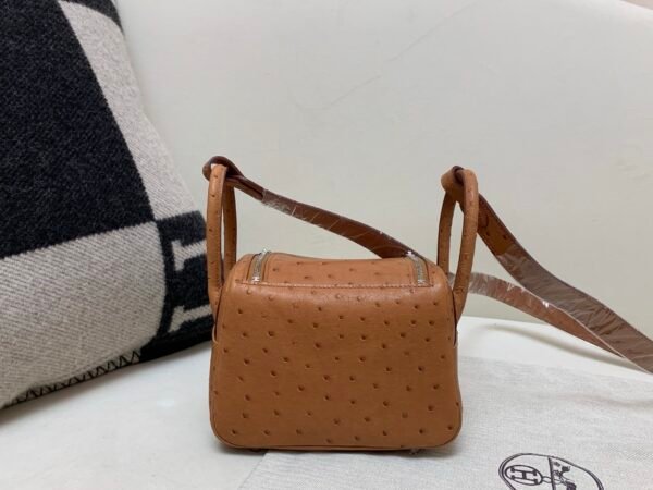 Mini size Lindy 19CM CK37 Gold Ostrich Leather Silver Hardware