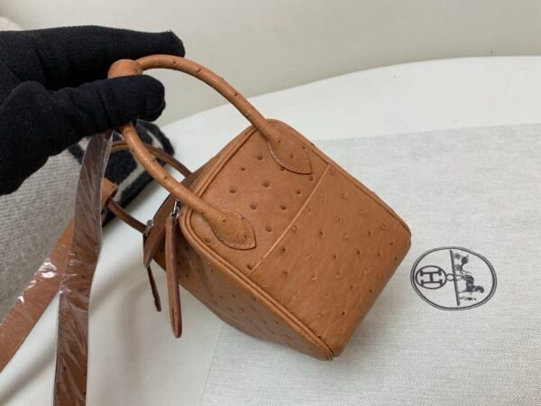 Mini size Lindy 19CM CK37 Gold Ostrich Leather Silver Hardware