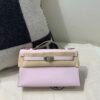 Top Handmade Kelly Pochette 22CM 09 Mauve pale Swift Leather Silver Hardware