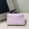 Top Handmade Kelly Pochette 22CM 09 Mauve pale Swift Leather Silver Hardware
