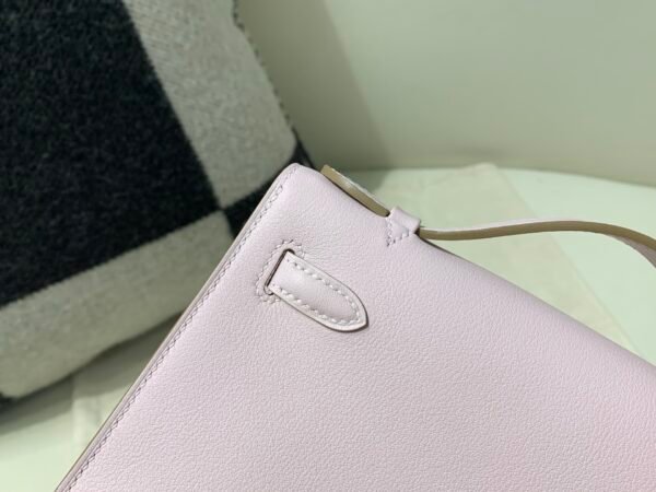 Top Handmade Kelly Pochette 22CM 09 Mauve pale Swift Leather Silver Hardware