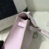 Top Handmade Kelly Pochette 22CM 09 Mauve pale Swift Leather Silver Hardware