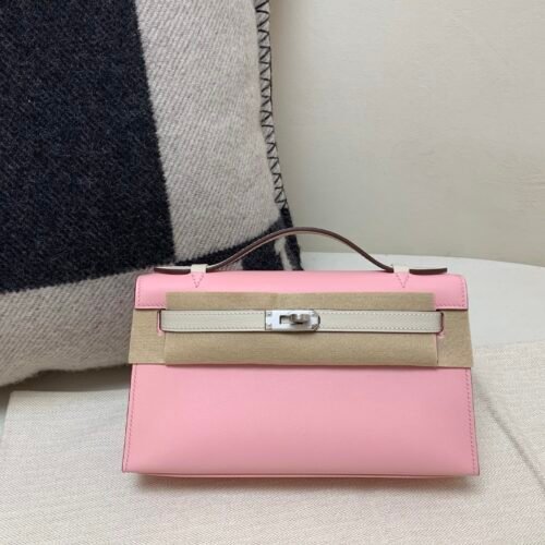 3Q Rose Saiura i2 Nata Global Sales Kelly Pochette 22CM Swift Leather Silver Hardware