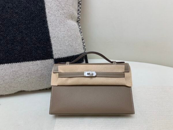 Global Shipping Kelly Pochette 22cm In stock 18 Etoupe Epsom Leather SHW