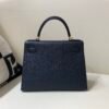 Handmade Kelly 28CM 76 Blue indigo Epsom Leather Gold Hardware Top Quality