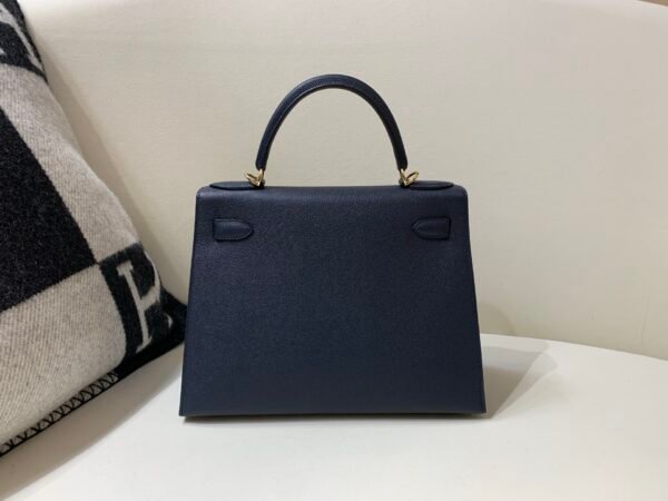 Handmade Kelly 28CM 76 Blue indigo Epsom Leather Gold Hardware Top Quality