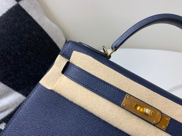 Handmade Kelly 28CM 76 Blue indigo Epsom Leather Gold Hardware Top Quality