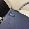 Handmade Kelly 28CM 76 Blue indigo Epsom Leather Gold Hardware Top Quality