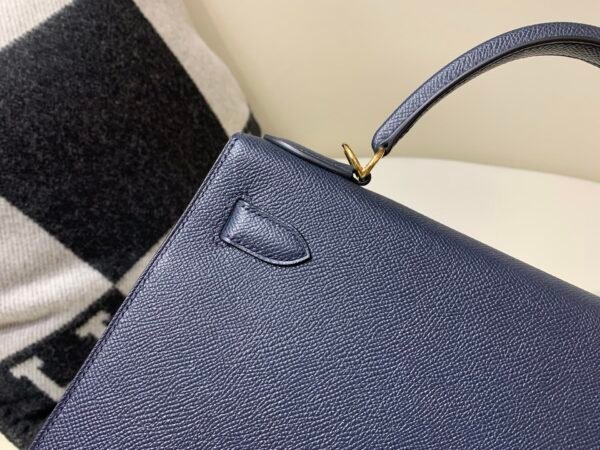 Handmade Kelly 28CM 76 Blue indigo Epsom Leather Gold Hardware Top Quality