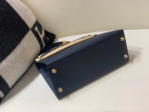 Handmade Kelly 28CM 76 Blue indigo Epsom Leather Gold Hardware Top Quality