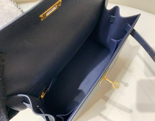 Handmade Kelly 28CM 76 Blue indigo Epsom Leather Gold Hardware Top Quality