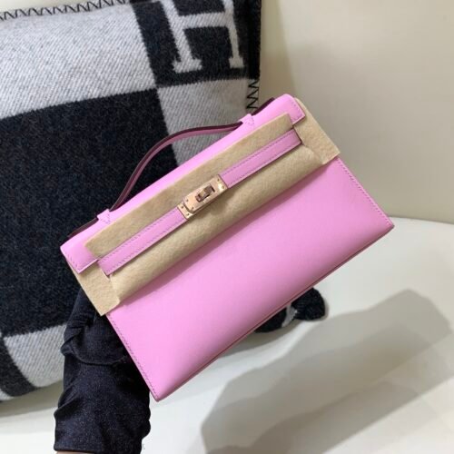 Global Sales Kelly Pochette 22CM Swift Leather Rose Gold Hardware X9
