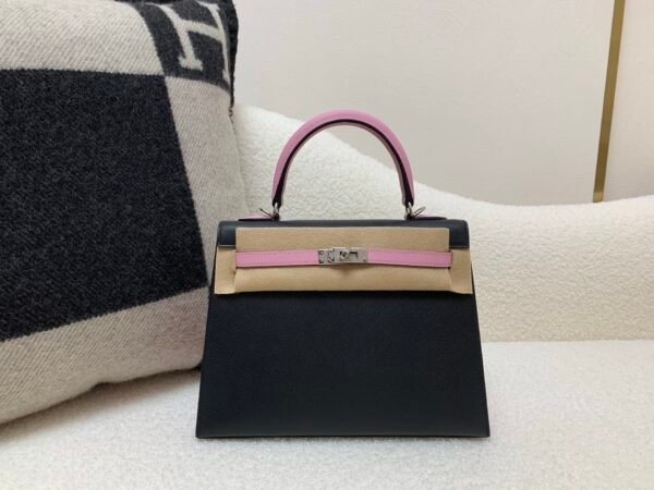 Global Shipping Kelly 25CM Two-tone handbag 89 Nior X9 Epsom Leather SHW