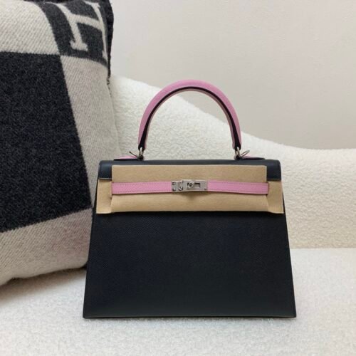 Global Shipping Kelly 25CM Two-tone handbag 89 Nior X9 Epsom Leather SHW