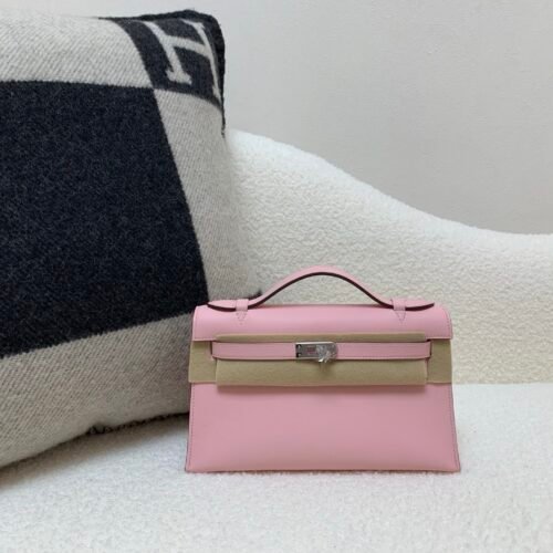 Global Shipping 3Q Rose Saiura Kelly Pochette 22CM Swift Leather