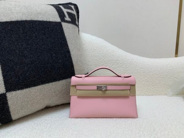 Global Shipping 3Q Rose Saiura Kelly Pochette 22CM Swift Leather
