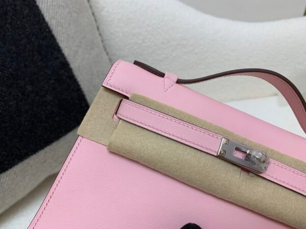 Global Shipping 3Q Rose Saiura Kelly Pochette 22CM Swift Leather