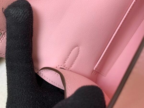 Global Shipping 3Q Rose Saiura Kelly Pochette 22CM Swift Leather