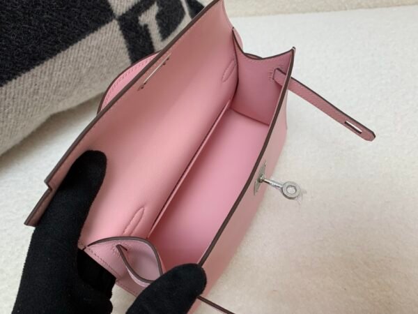 Global Shipping 3Q Rose Saiura Kelly Pochette 22CM Swift Leather