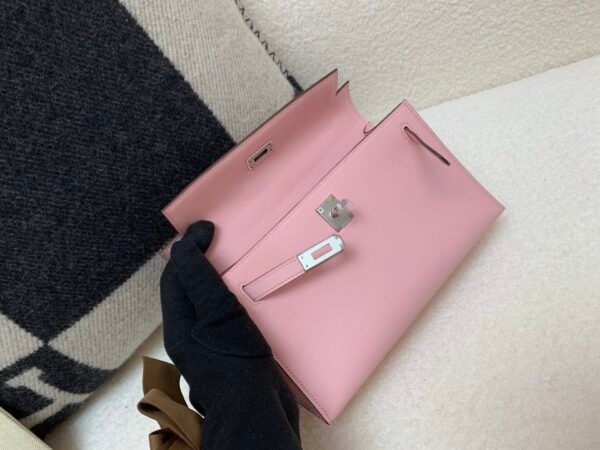Global Shipping 3Q Rose Saiura Kelly Pochette 22CM Swift Leather