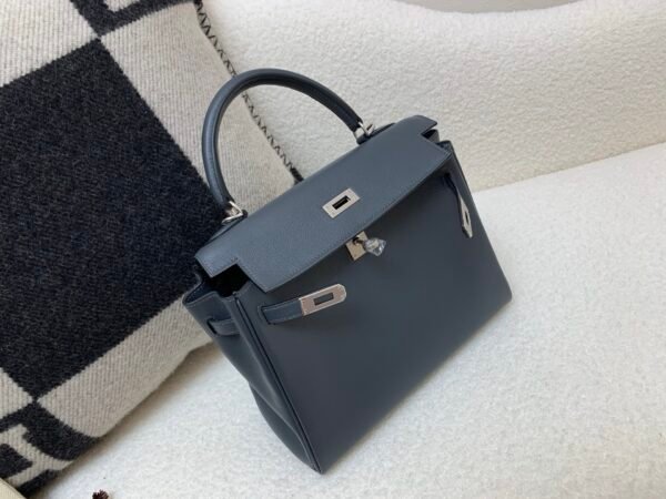 Kelly 25CM H0 Swift Leather Full Handmade Silver Hardware Top Quality