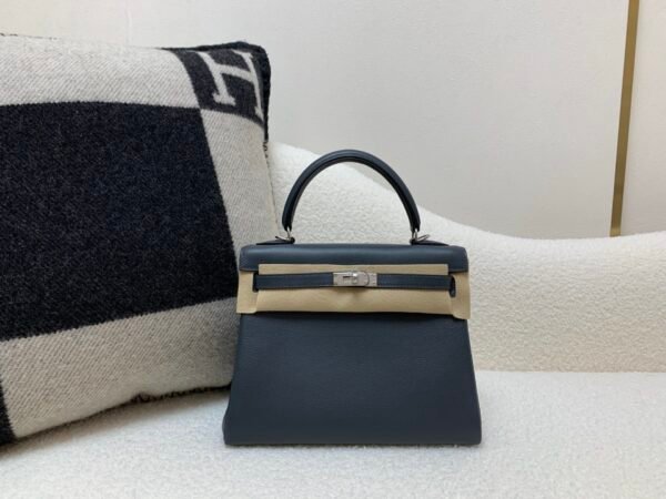 Kelly 25CM H0 Swift Leather Full Handmade Silver Hardware Top Quality
