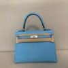 Global Shipping 7N celeste Kelly 25CM Epsom Leather Silver Hardware