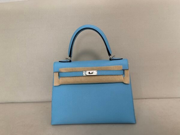 Global Shipping 7N celeste Kelly 25CM Epsom Leather Silver Hardware