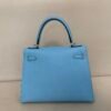 Global Shipping 7N celeste Kelly 25CM Epsom Leather Silver Hardware
