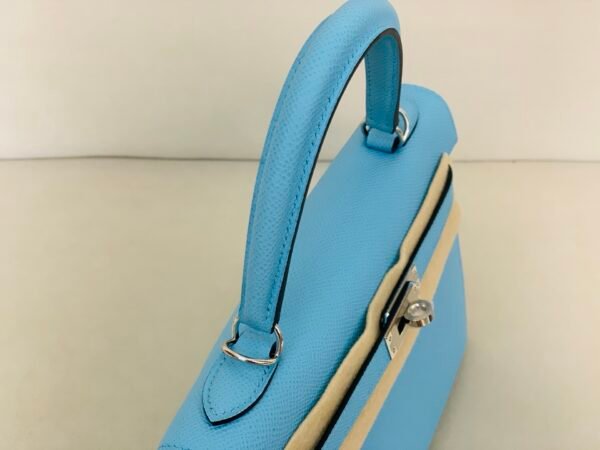 Global Shipping 7N celeste Kelly 25CM Epsom Leather Silver Hardware