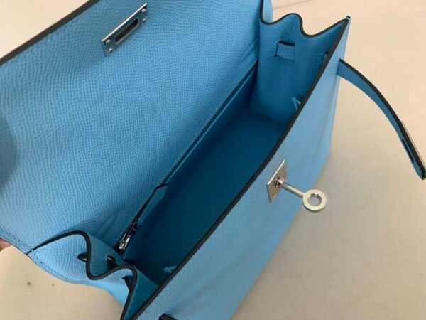 Global Shipping 7N celeste Kelly 25CM Epsom Leather Silver Hardware