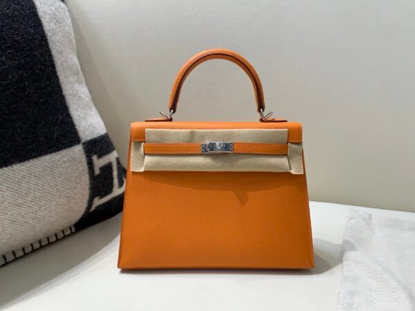 wsxc1750520787425_0-1 Kelly 25CM 93 Orange Epsom Leather Full Handmade Gold Hardware Top Quality