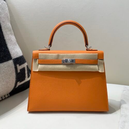 wsxc1750520787425_0 Kelly 25CM 93 Orange Epsom Leather Full Handmade Gold Hardware Top Quality