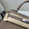 Kelly 25CM Epsom Leather Full Handmade Silver Hardware Top Quality 8C Gri Elephant