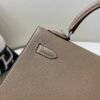 Kelly 25CM Epsom Leather Full Handmade Silver Hardware Top Quality 8C Gri Elephant