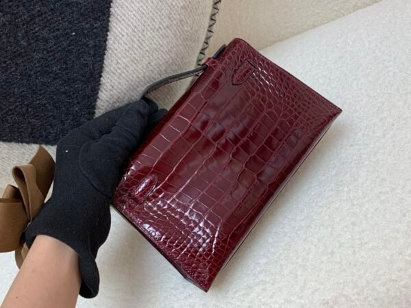Kelly Pochette 22CM 57 Bordeaux American Alligator Gold Hardware