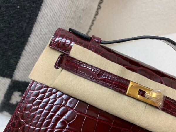 Kelly Pochette 22CM 57 Bordeaux American Alligator Gold Hardware